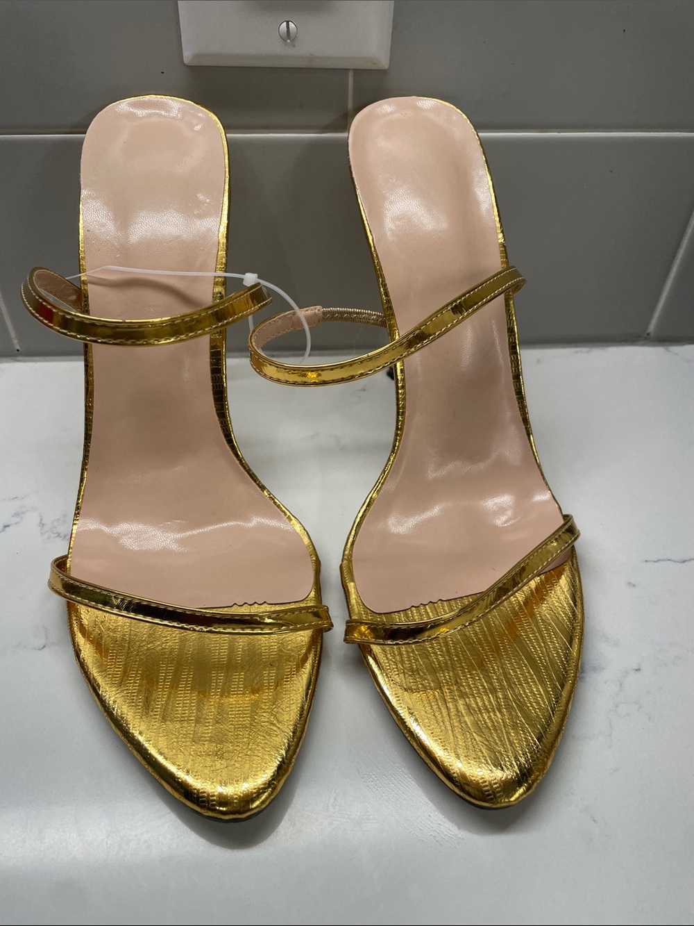 Gold Metallic Strappy Women’s Heeled Sandals